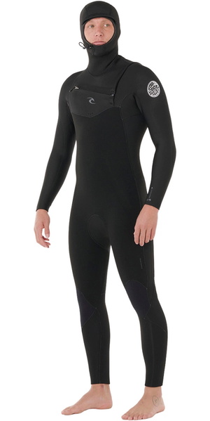 2026 Rip Curl Mens Dawn Patrol 5/4mm Hooded Chest Zip Wetsuit 16OMFS - Black
